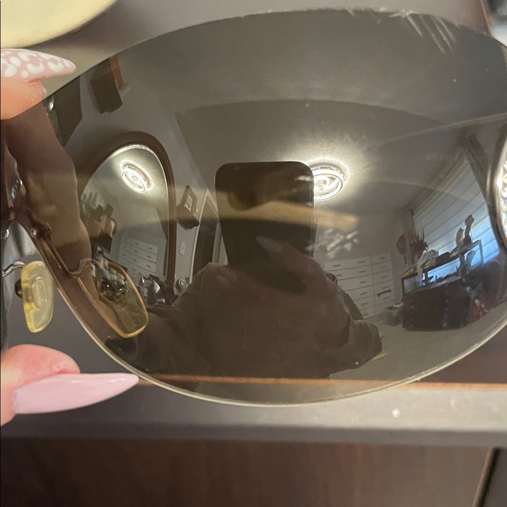 Versace Women's Shield Sunglasses in Black with silver Accents - Picture 7 of 9